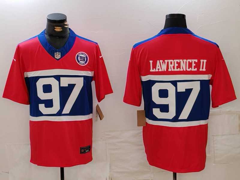 Men%27s New York Giants #97 Dexter Lawrence II Limited Red Alternate FUSE Team Patch Vapor Jersey